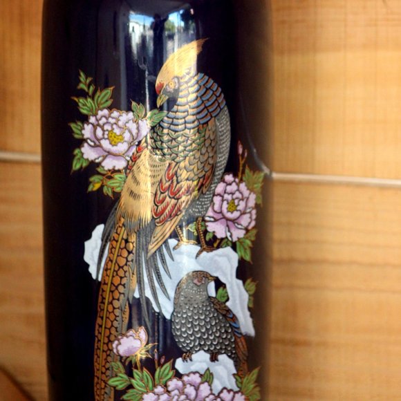 Vintage Kutani Style Cobalt Blue Vase With Pheasants and Flowers - Picture 6 of 11